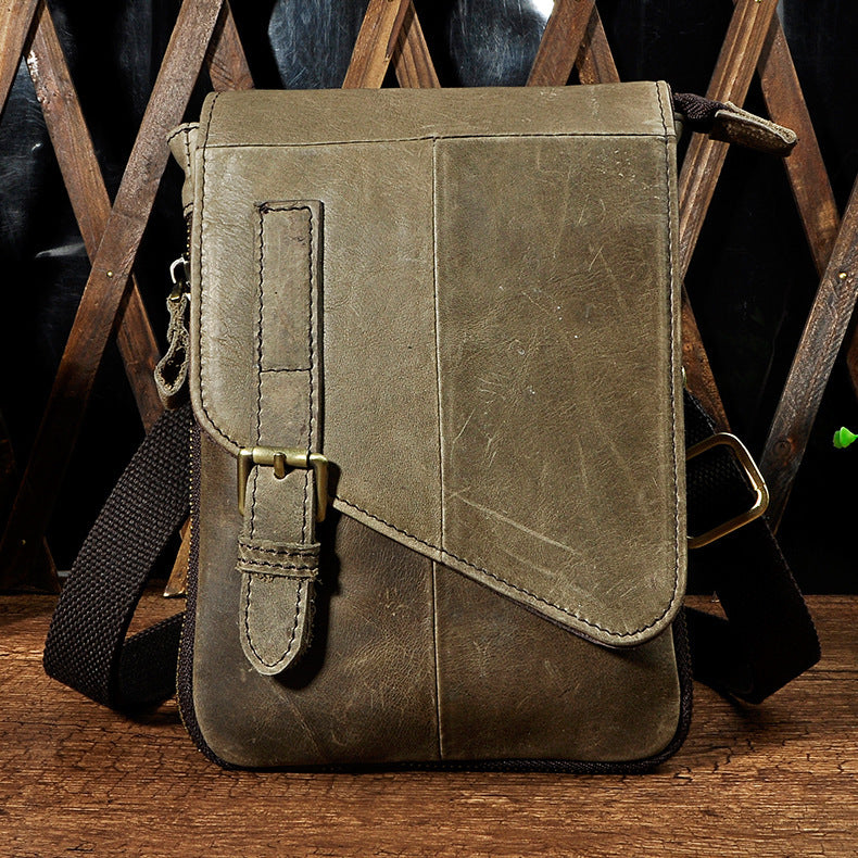 First Layer Oil Wax Leather Cowhide 8 One Shoulder Oblique Cross Chest Bag