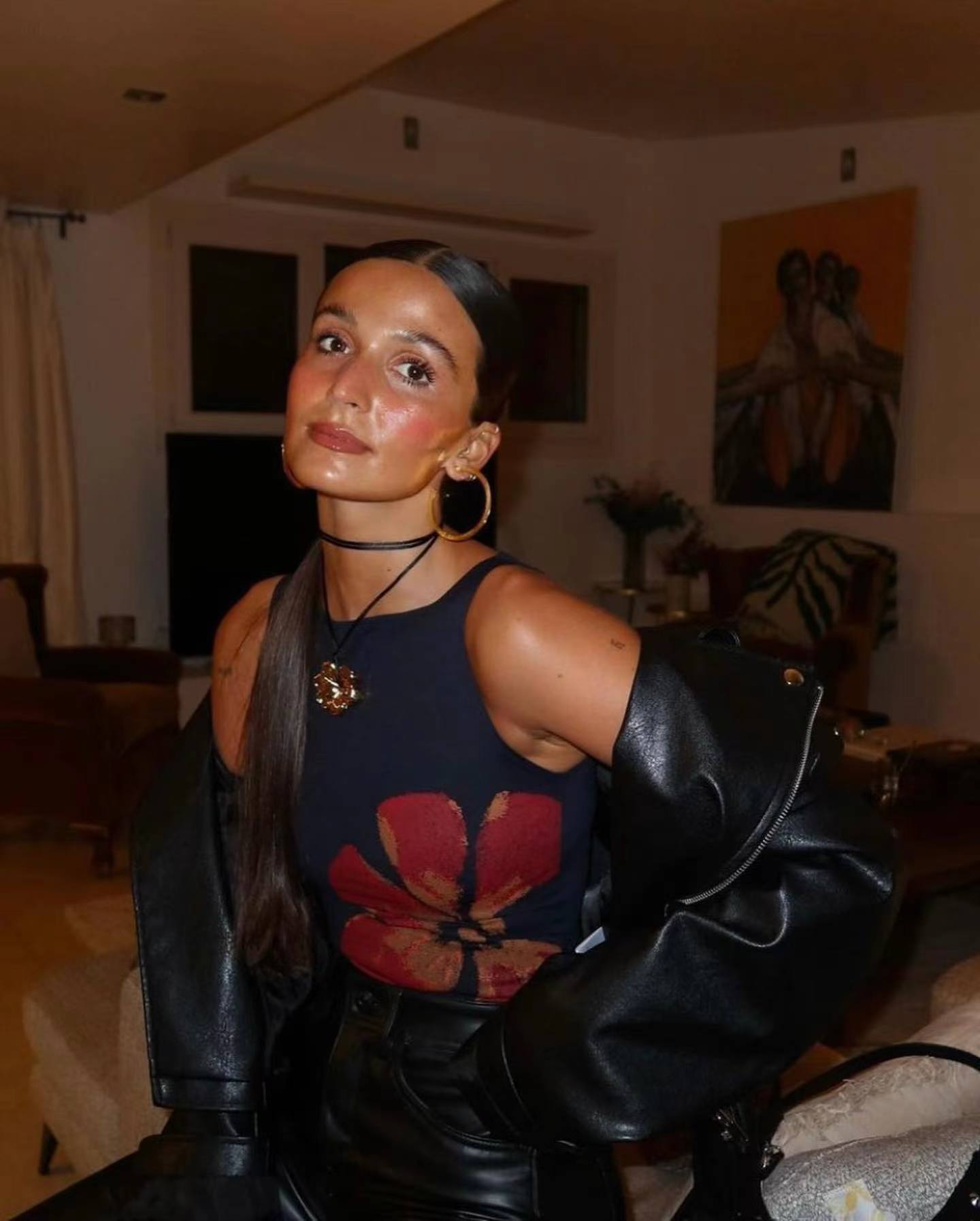 Hot Girl Round Neck Simple Floral Print Sleeveless Vest