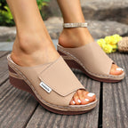 Plus Size Wedge Thick Bottom Peep-toe Slippers