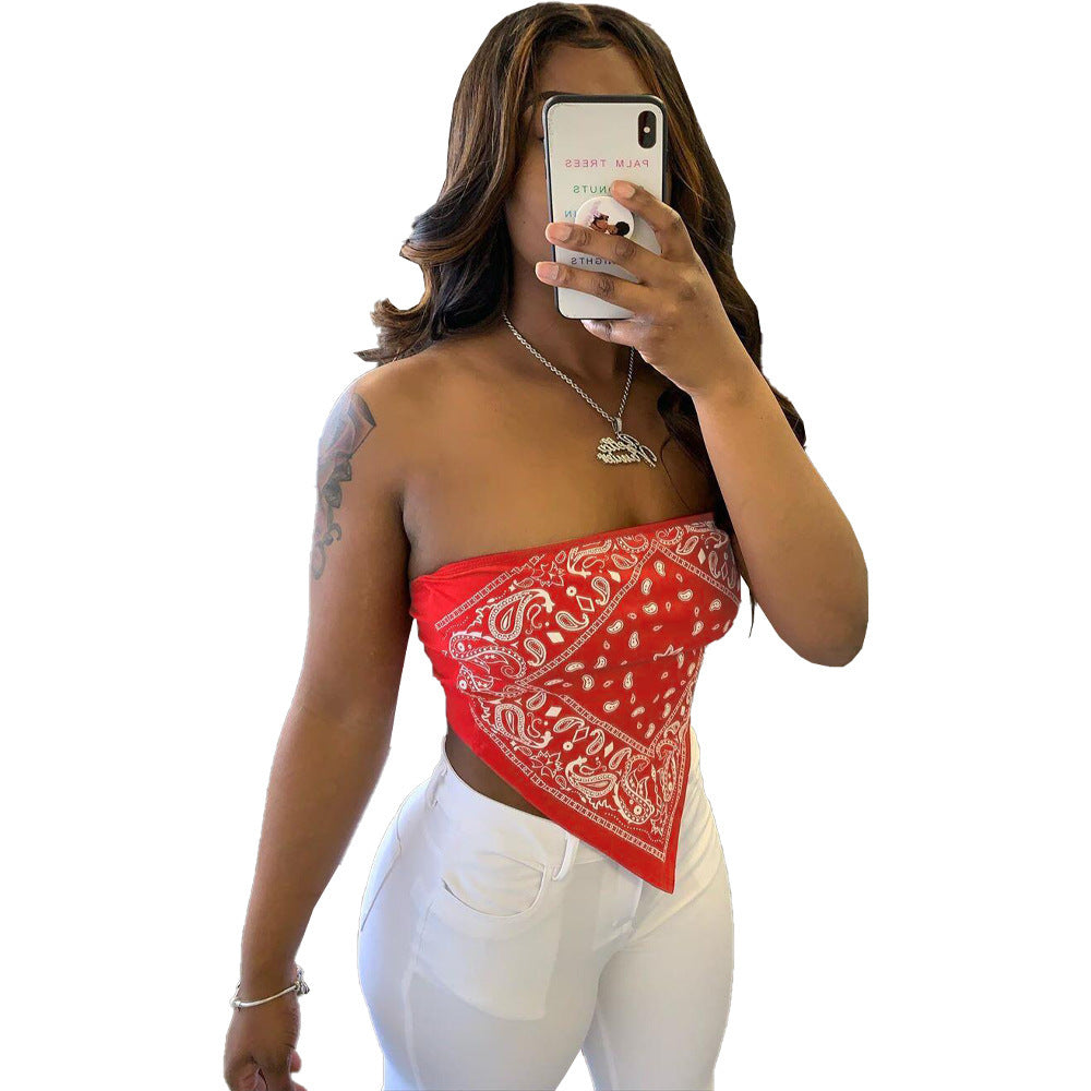 Printed bra bandanna top
