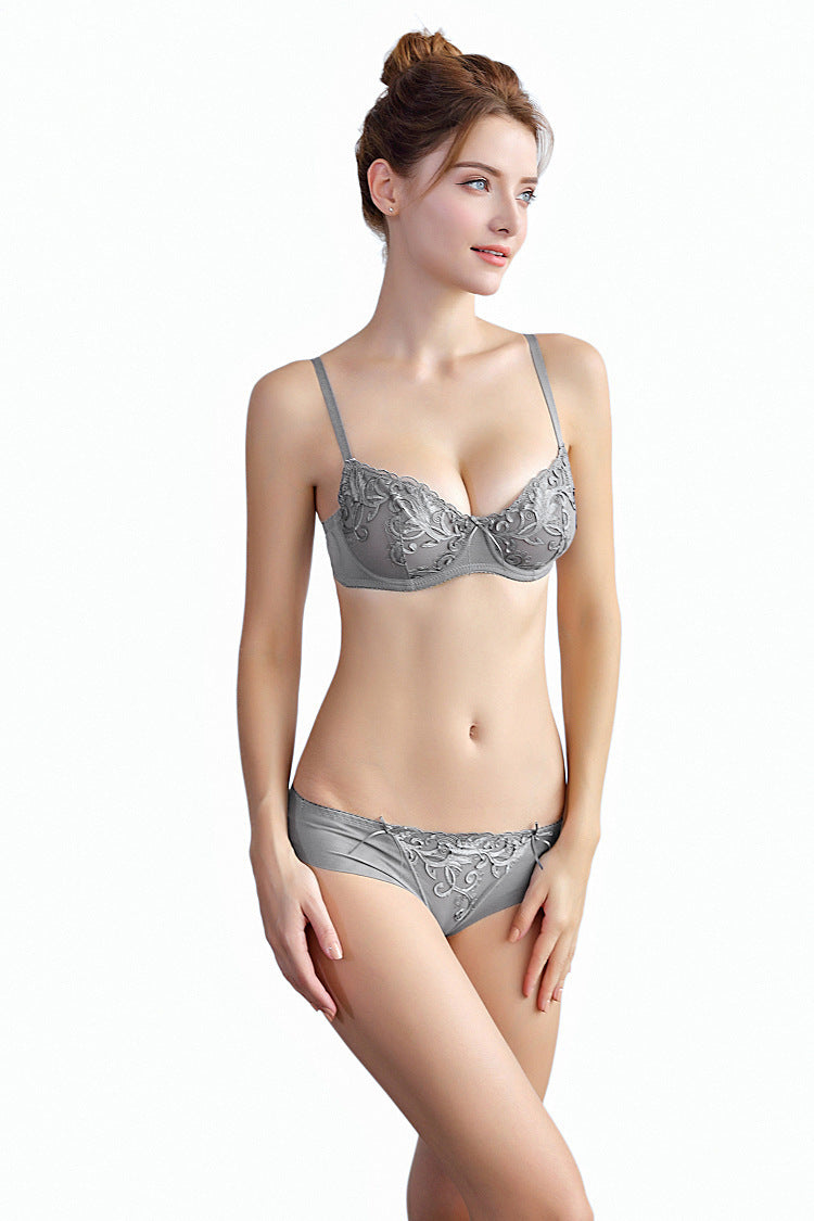 Women's embroidered bra set