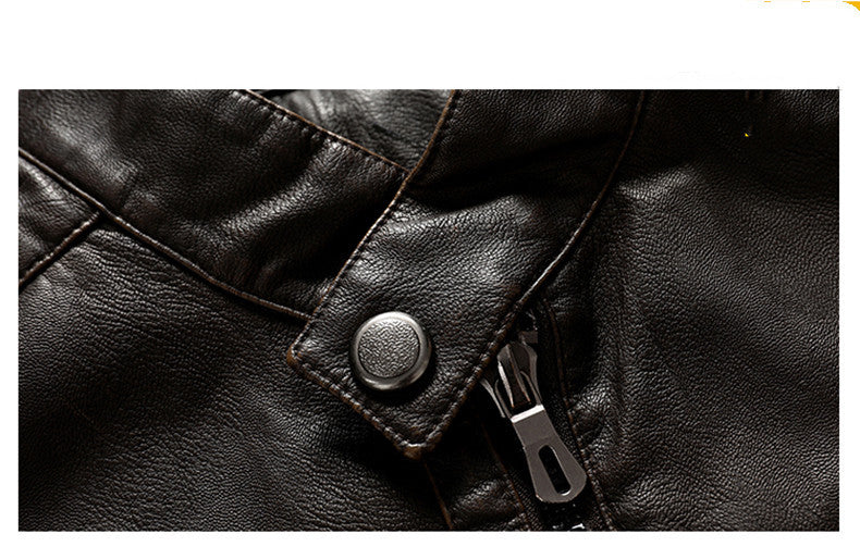 Middle-Aged And Elderly Fall Winter Men'S Leather Pu Jacket Jacket Slim Business Casual Men'S