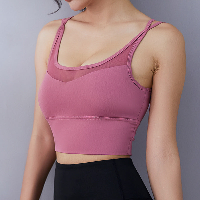 Cross Bra Shockproof Gathering Stereotype Sports Yoga Fitness Spaghetti Bra