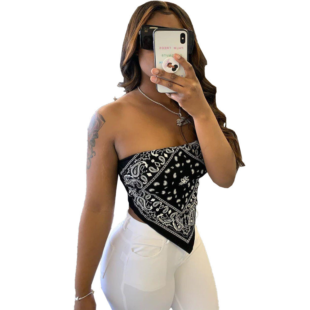 Printed bra bandanna top