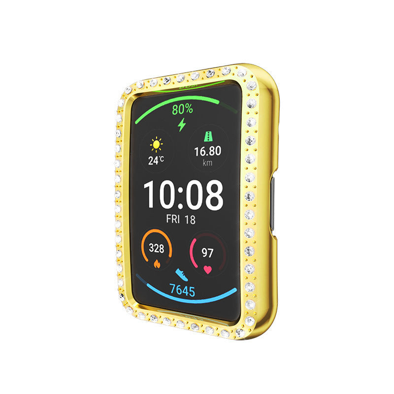 Suitable for Watch Fit Watch Single Row Diamond Half-pack PC Plating Protective Case