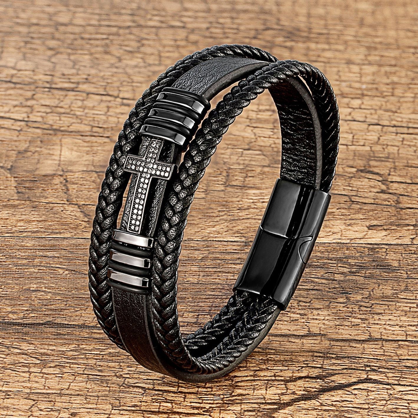 Cross Multi-layer Leather Bracelet Vintage Men And Women