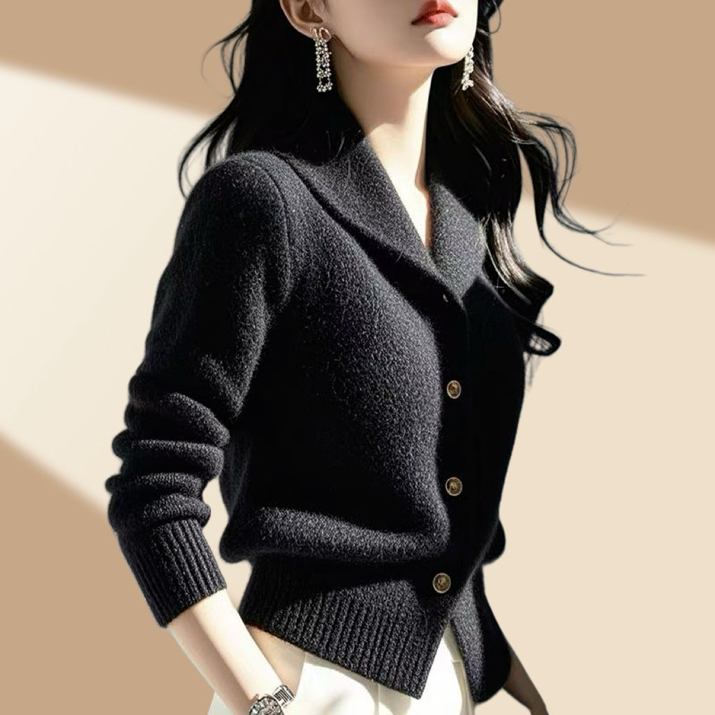 High-end Fashion Simple Commute Long-sleeved Button Cardigan Elegant Top