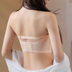 Front Closure Bra Strapless Wireless Push Up Anti-slip Bra
