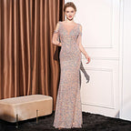 Sequin Long Slim Slimming Fishtail Dress