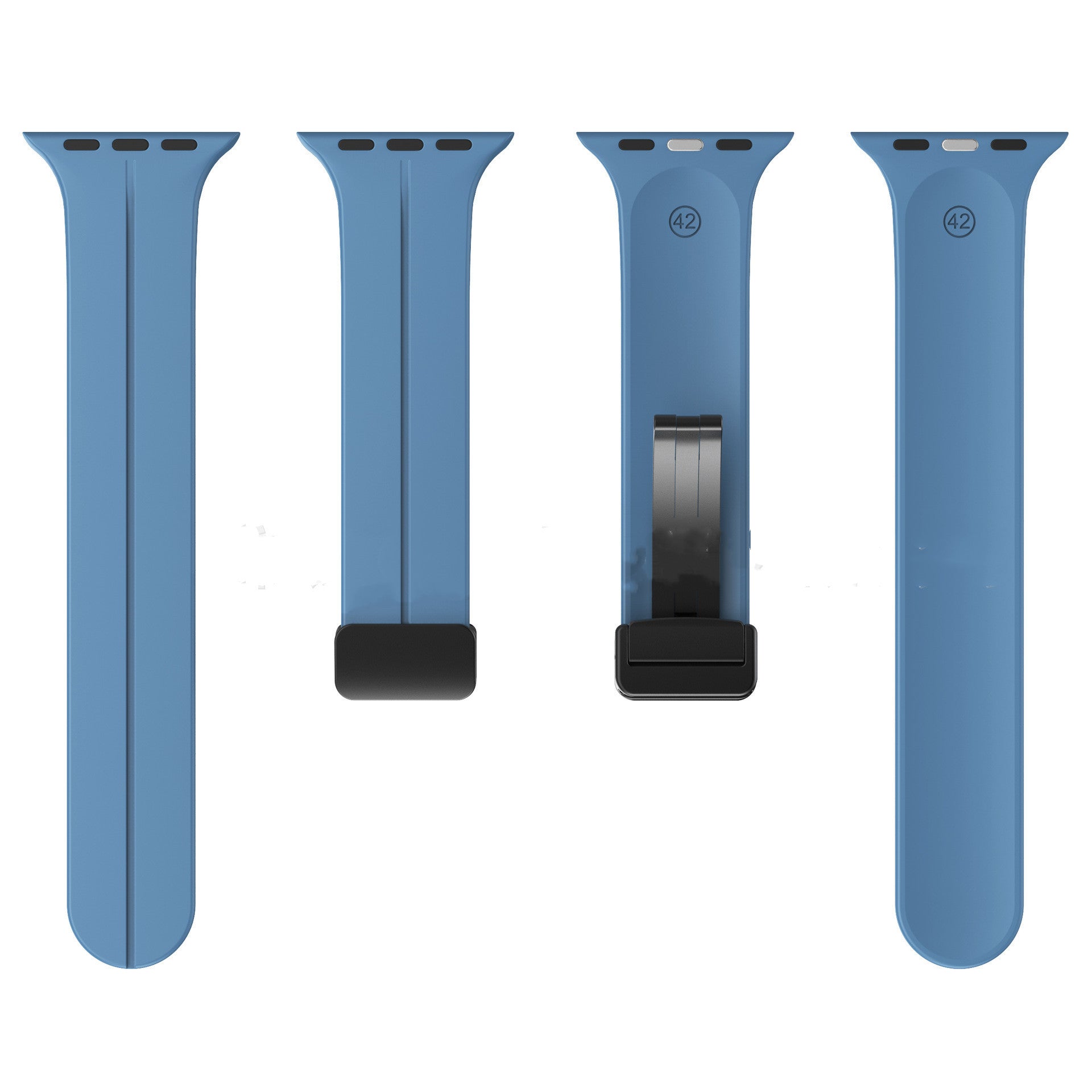 Magnetic Suction Folding Buckle Metal Strap Silicone