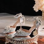 Sequin Rhinestones Bow Tassel Hollowed Sandals