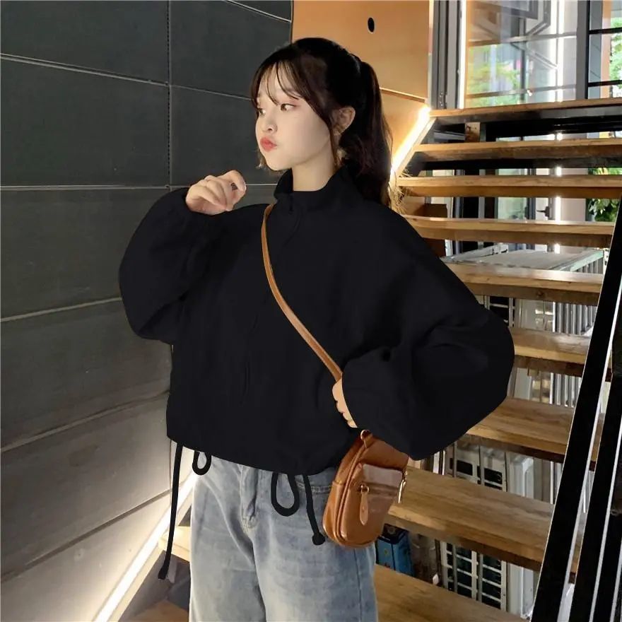 Loose And Fashionable Short Casual Drawstring Cardigan Top Trend