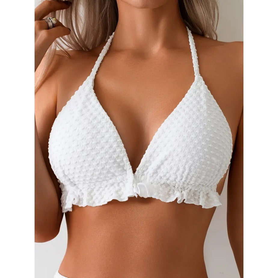 Polka Dot Fabric Bikini Three Piece Swimsuit Women