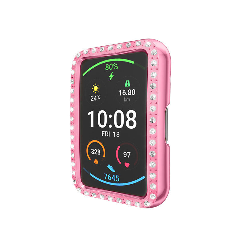 Suitable for Watch Fit Watch Single Row Diamond Half-pack PC Plating Protective Case