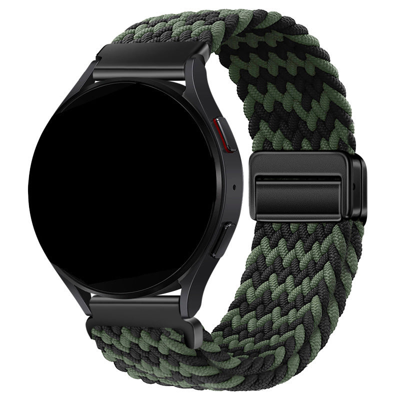Metal Magnetic Buckle Nylon Braided Stretch Strap