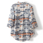 Chiffon Shirt Retro Art Floral Print Lapel Shirt