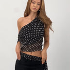 Dot Sexy Shoulder Retro Easy Matching Sleeveless Top