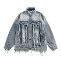 Punk Old Wash Cat Beard Denim Jacket