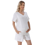Home Wear Summer Waffle Short Maternity Suit