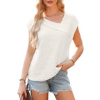 Women's Diagonal Collar Fashion Casual Short Sleeve Fashion T-shirt