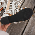 Roman Style Narrow Combination Back Zipper High Heel Sandals Metal Buckle