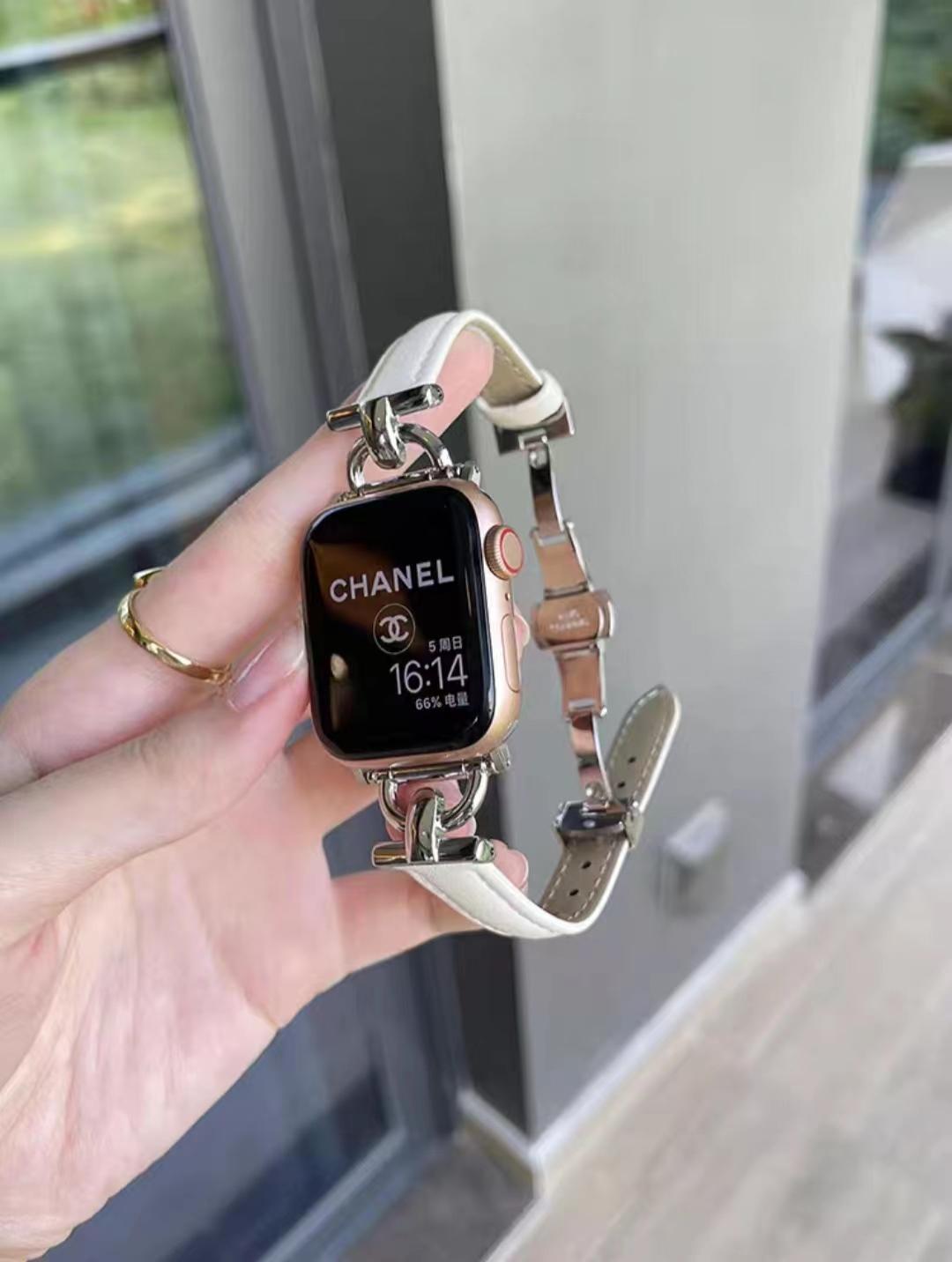 Watch Strap Advanced Genuine Leather D-shaped Metal Butterfly Clasp Women's