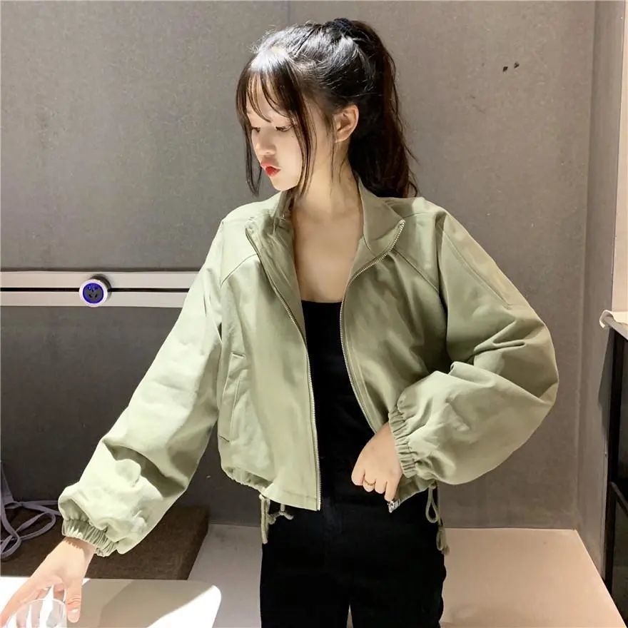 Loose And Fashionable Short Casual Drawstring Cardigan Top Trend