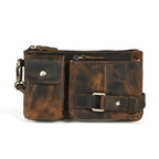Vegetable Tanned Leather Cowhide Men's Trendy Cool Travel Chest Bag Waist