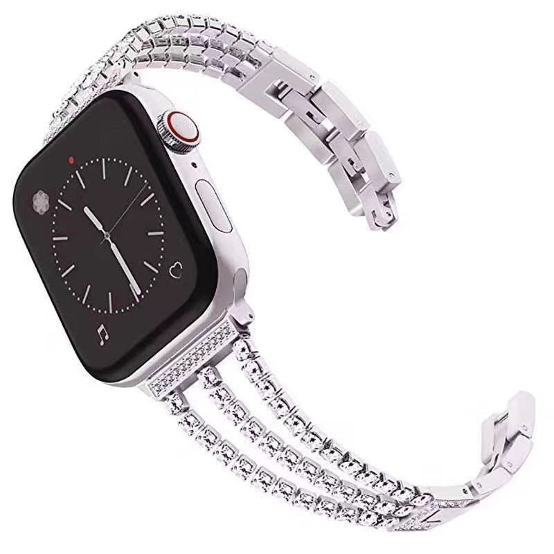 Stylish Metal Three-Link Diamond-Set Strap