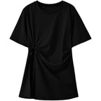 Cotton Irregular Split Short-sleeved T-shirt Women's Summer