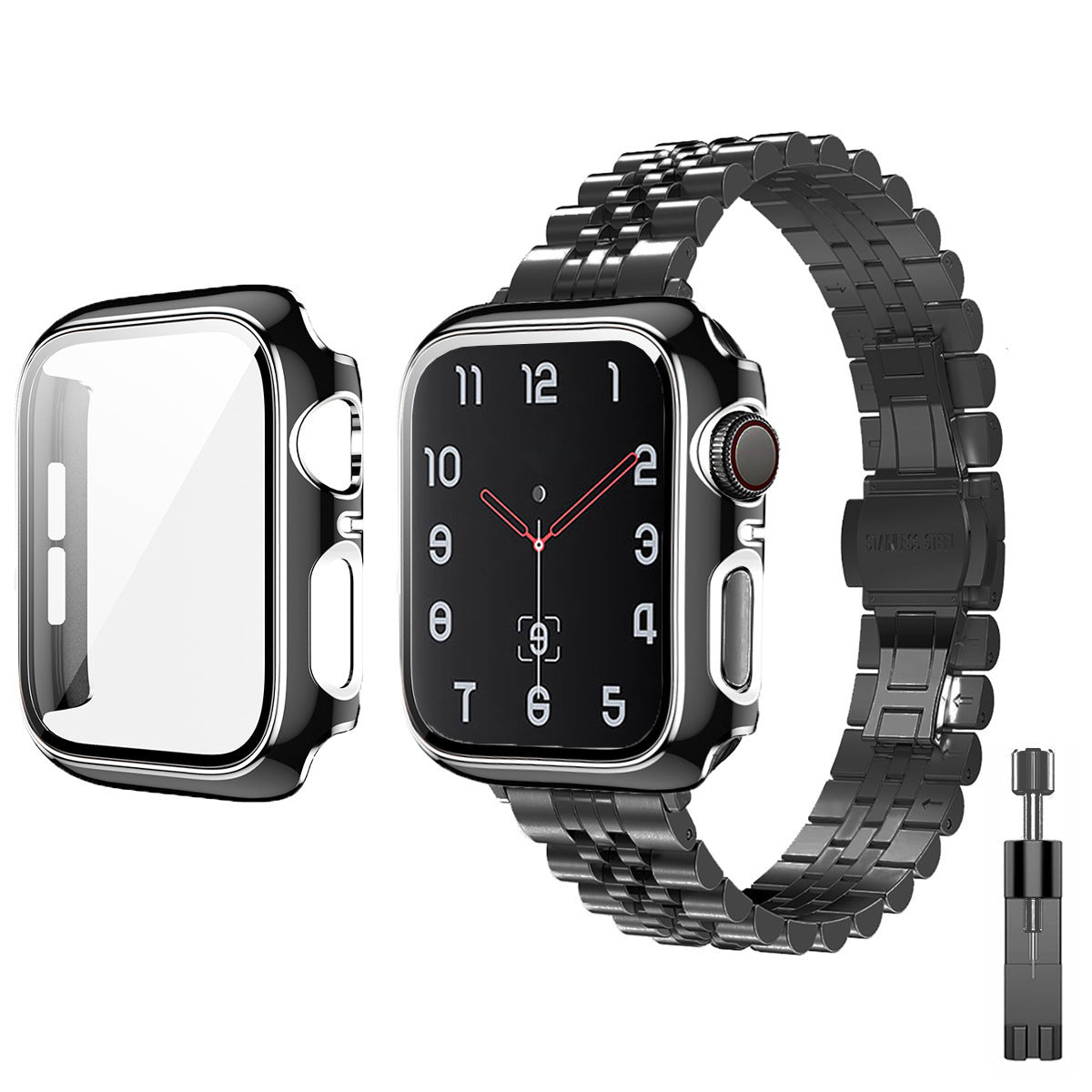 Stainless Steel Metal Five-bead Strap Double Color Shell Watchband Suit