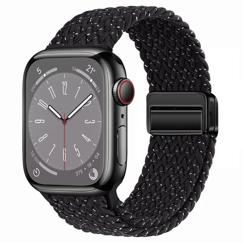 Metal Magnetic Buckle Nylon Braided Stretch Strap