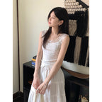 Sweet And Spicy Lace Stitching Floral Slim-fitting Suspenders Vest