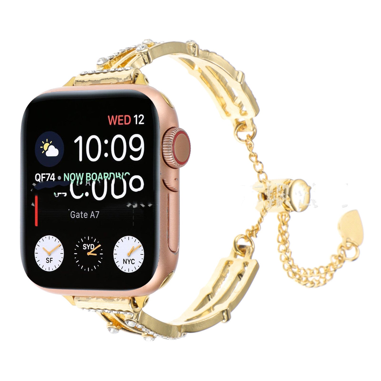 X-shaped Hollow Rhinestone Bracelet Metal Watch Band