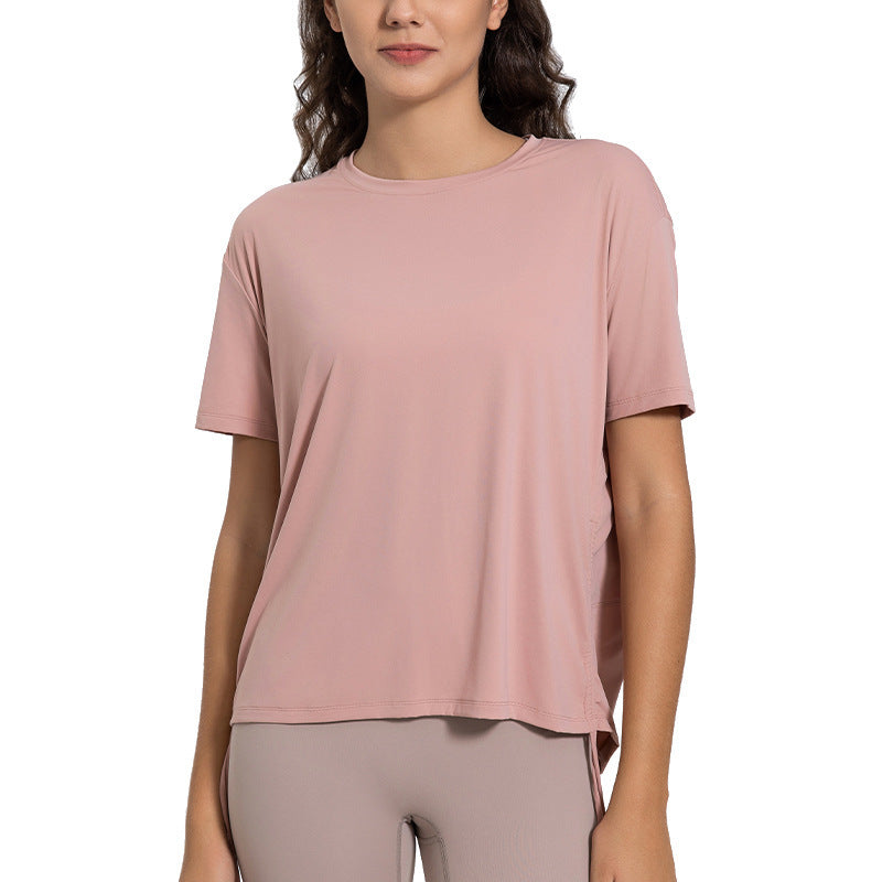 Women's Side Drawstring Yoga Clothes Casual Short Sleeve