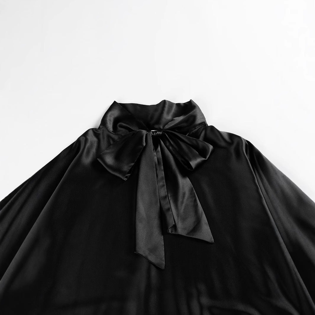 Fashion Bowknot Lace-up Long Sleeve Loose Shirt