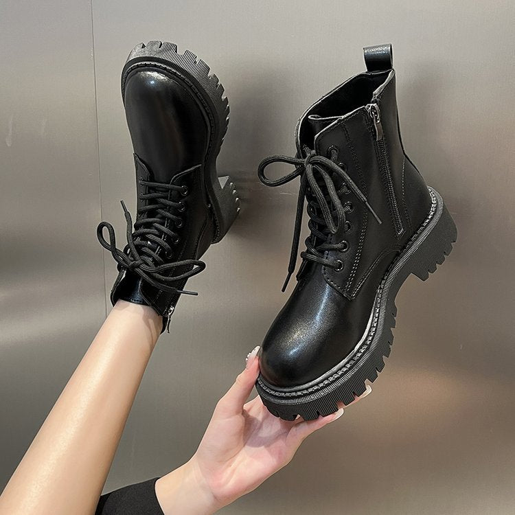 British Style Martin Boots For Women Fleece-lined Platform