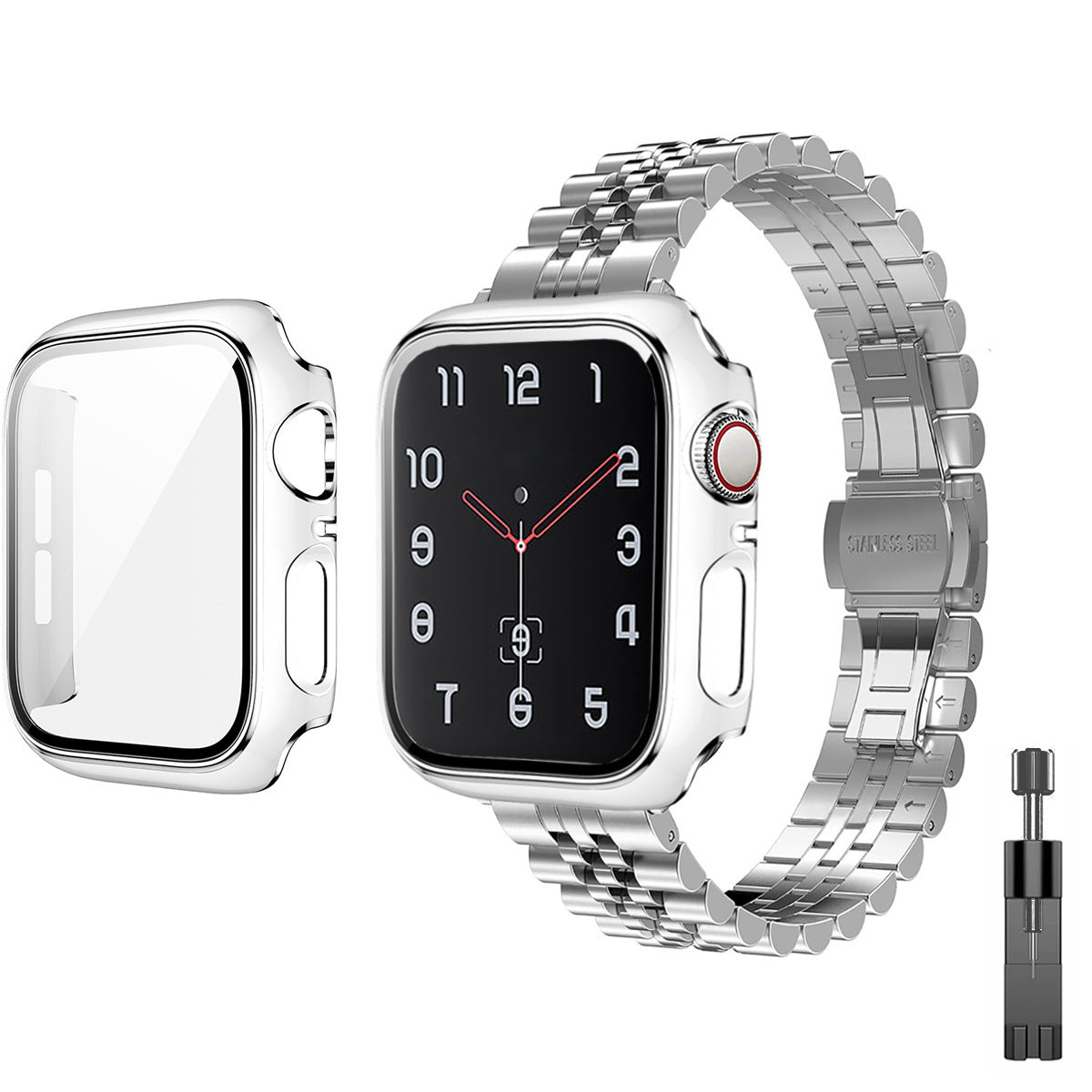 Stainless Steel Metal Five-bead Strap Double Color Shell Watchband Suit
