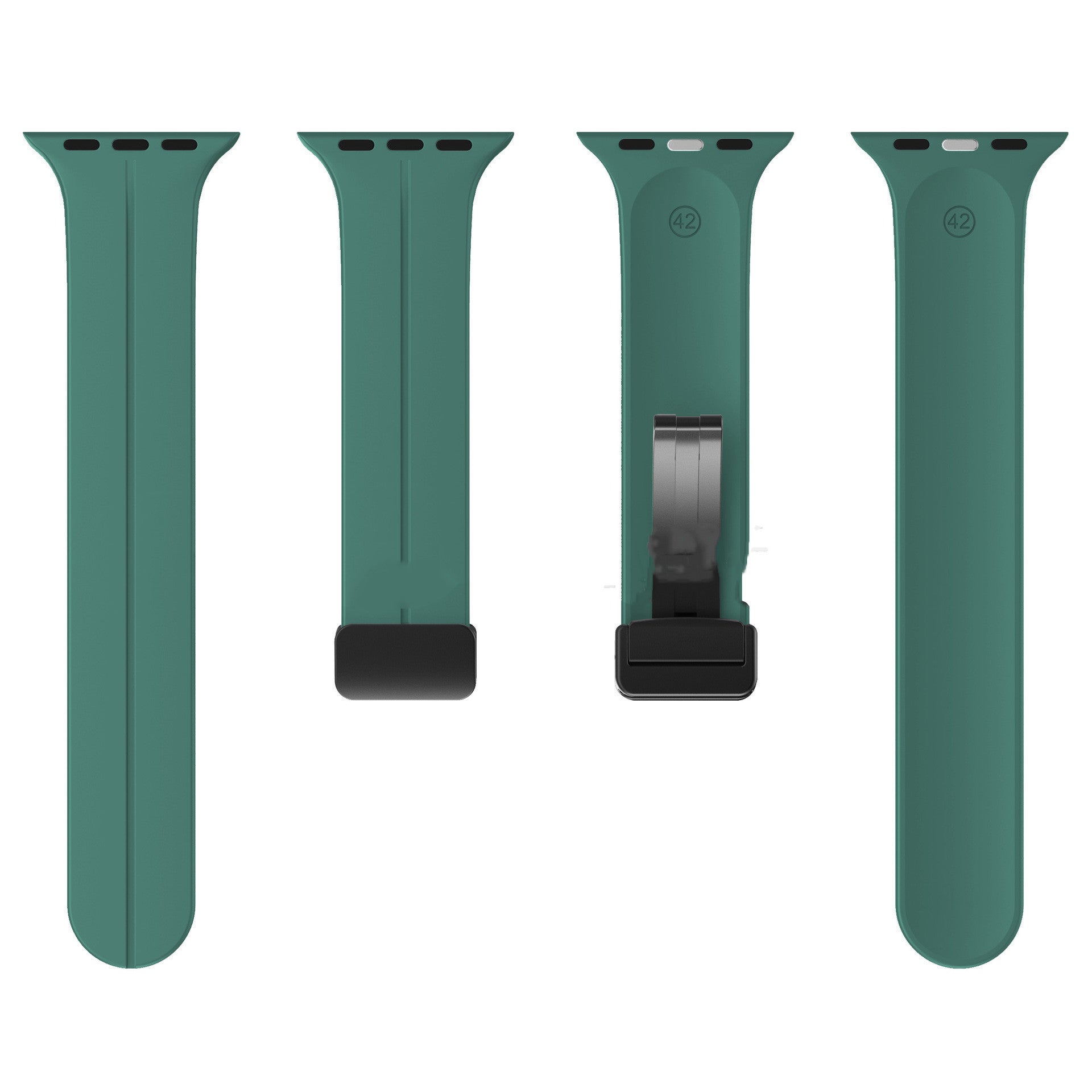 Magnetic Suction Folding Buckle Metal Strap Silicone