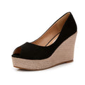 High Heel Peep Toe Wedge Thick Bottom Shallow Mouth Muffin Thick Heel Tide Pumps