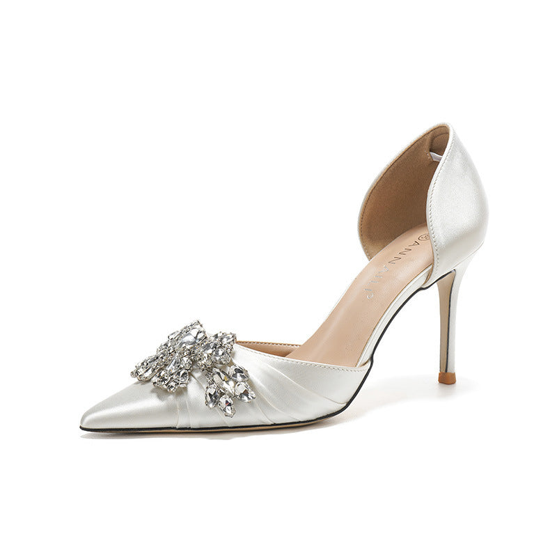 Rhinestone White Wedding Bridal Shoes Temperament