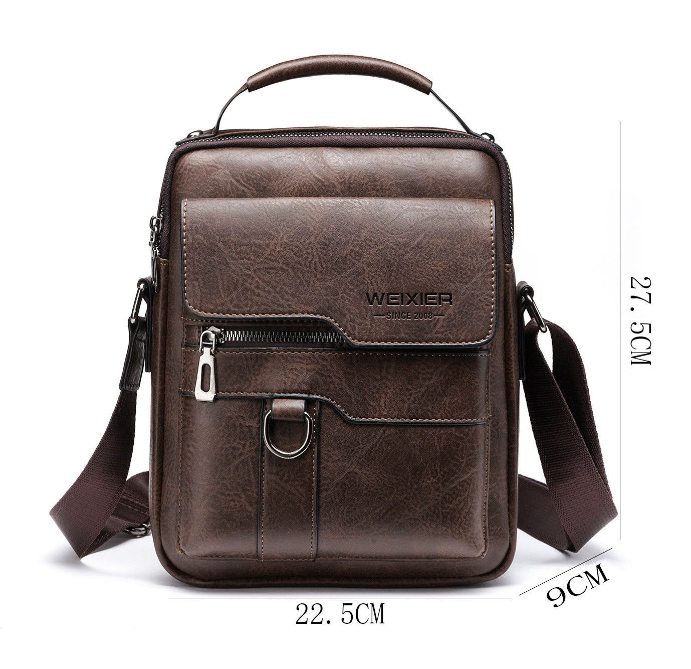 Popular Men's Messenger Bag One Shoulder Retro Business Backpack PU Leather Flaps Crossbody Bags Business Flap Male Solid Travel Bag