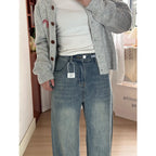 Retro Blue Wide Leg Jeans Women's Spring And Autumn High Waist Loose