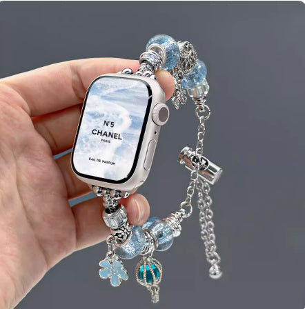 Crystal String Beads Pendant Metal Strap