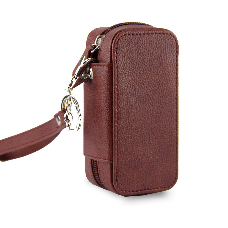 Storage Bag With Lychee Pattern Leather Cover